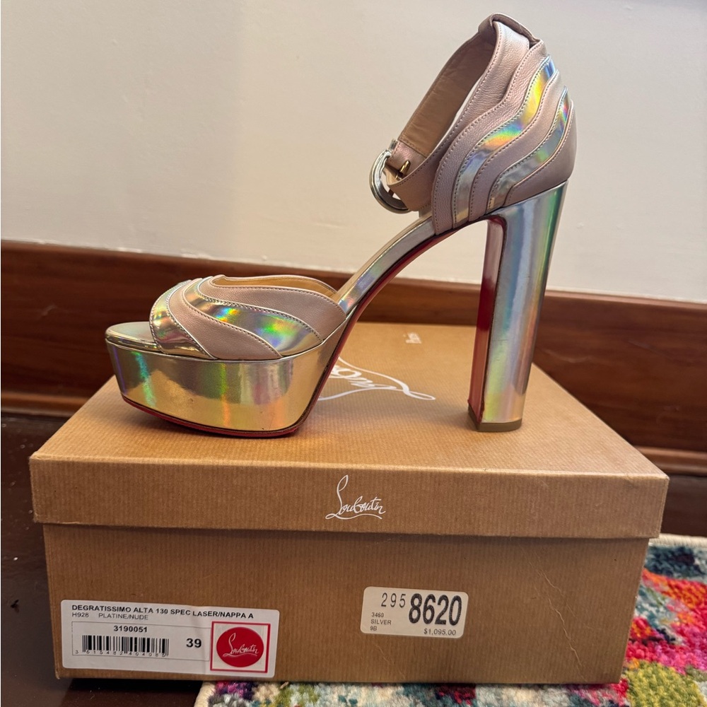 Christian Louboutin Holographic/Nude Platform Heels